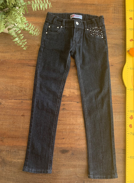 Calça Jeans Preta Bolsos Marisa TAM 8 Anos