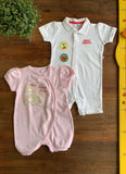 Kit 2 Rompers Branco (Baby Club) e Rosa (Teddy Boom) TAM 3 a 6 Meses