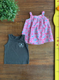 Kit Bata Rosa Estampada e Regata Cinza Laçinho Teddy Boom  TAM 3 a 6 Meses
