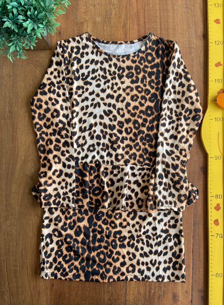 Vestido Manga Longa Onçinha TAM 8 Anos