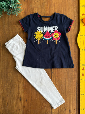 Conjunto Camiseta Kyly e Legging Branca Gliter Carter's TAM 4/5 Anos