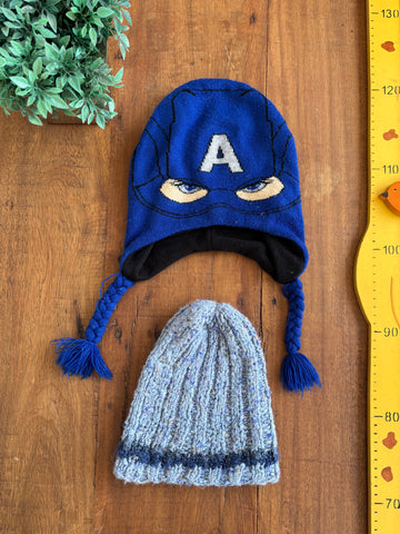 Gorro Inverno Capitão América e Croche TAM 7-8 Anos