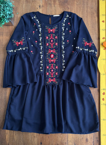 Vestido Petit Cherie Bordado Flores TAM 12 Anos