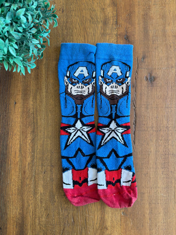 Meia Cano Longo Capitao America TAM 4 a 6 Anos