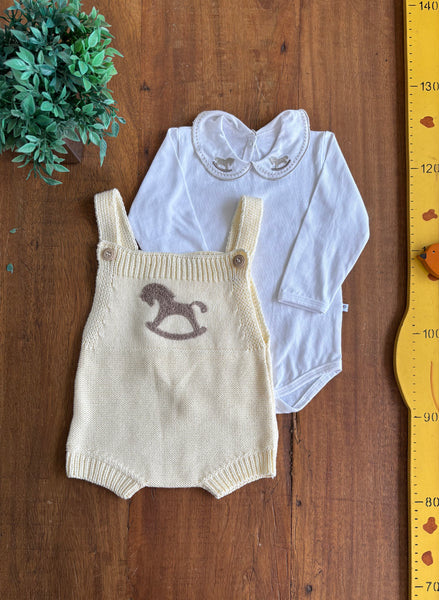 Conjunto Bebe Romper e Body Cavalinho PetiPiê TAM P 3 Meses