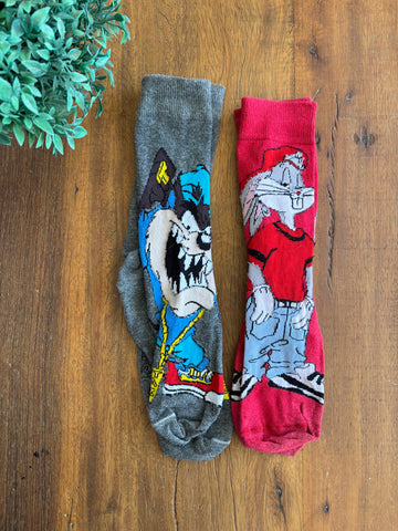 Kit Meia Cano Longo Looney Tunes  TAM 4 a 6 Anos