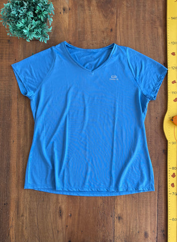 Camiseta Feminina de Corrida Run Dry Azul Ginastica TAM 12 a 14 Anos