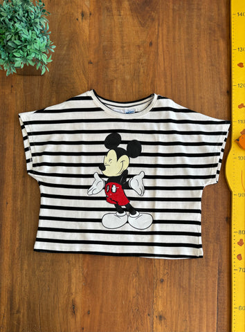 Camiseta Zara Infantil Mickey Mouse Paetê Feminina | Usada TAM 11-12 Anos