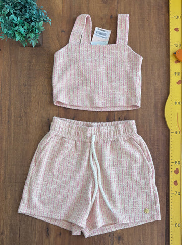 Conjunto Tweed Flok Rosa Flajô TAM 14 Anos