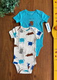 Conjunto Body Carter’s Bebê Branco e Azul Novo TAM 12 Meses