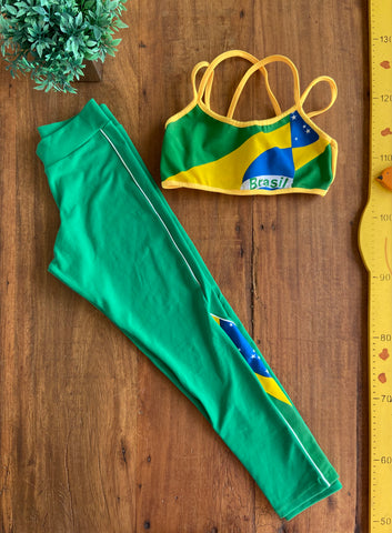Conjunto Brasil Legging e Top Brasil Sul  TAM 8 a 10 Anos