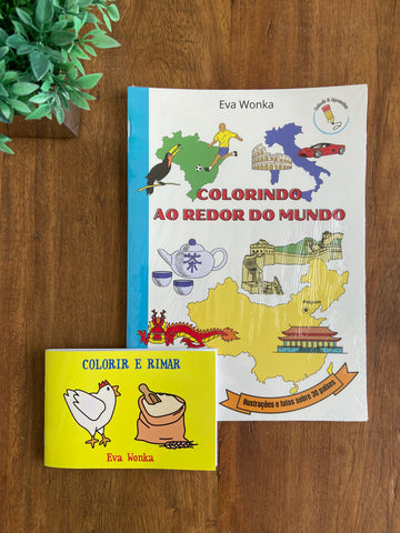 Kit Livro Colorir Educativo e Livro Amarelo Colorir Rimar Lacrado com Plástico EW Books