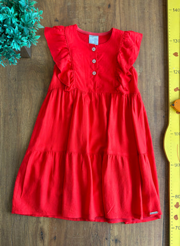 Vestido Babados Vermelho Colorittá Linha Festa TAM 6 Anos