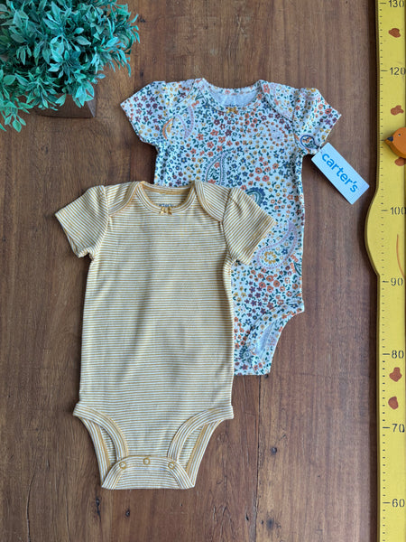 Conjunto Body Carter’s Bebê Floral Amarelo Novo TAM 6 Meses