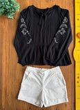 Conjunto Bata e Shorts Branco Miquerita TAM 12 Anos