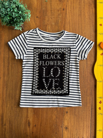 Blusa Love Black Flowers TAM 12 Anos