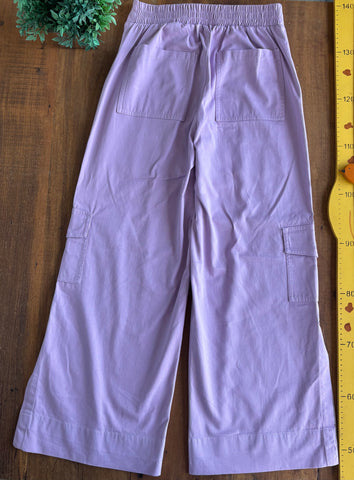 Calça Wide leg Sarja Lilas Breese Perfumaria TAM 14 Anos