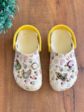 Crocs Infantil Estampado Praia com Alça Amarela e Jibbitz TAM 31 (US C13)