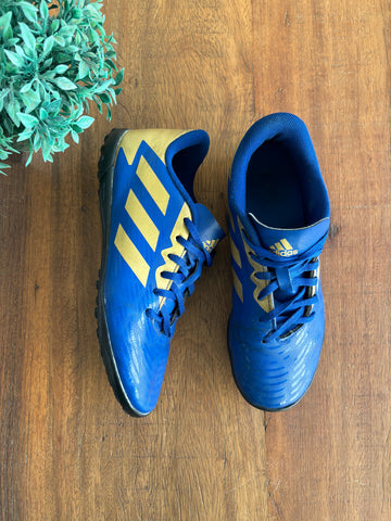 Chuteria Infantil Society Adidas Azul e DOurada TAM 35