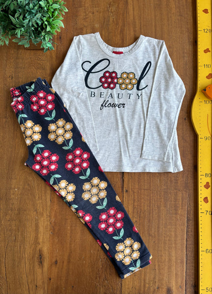 Conjunto Infantil Camiseta e Legging Beauty Kyly TAM 4 Anos