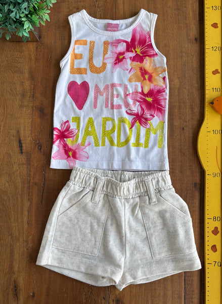 Conjunto Infantil Blusa e Short Strass Momi TAM 4 Anos