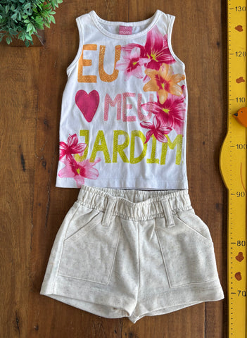 Conjunto Infantil Blusa e Short Strass Momi TAM 4 Anos