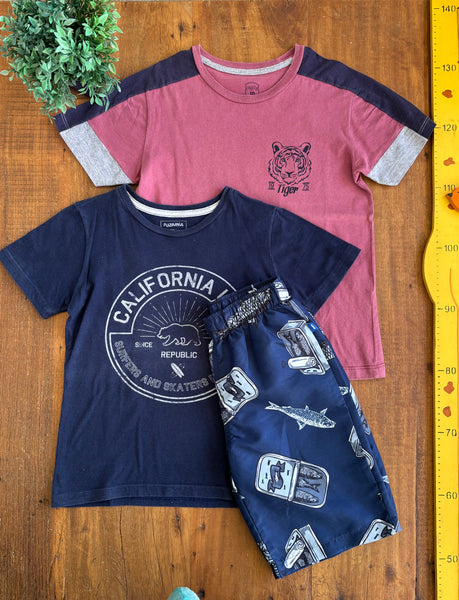 Kit 2 Camisetas e Bermuda Tactel PUC TAM 10 Anos