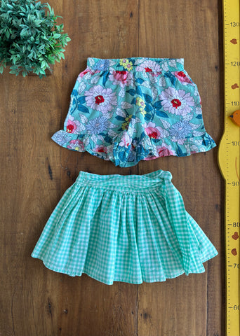 Kit Saia Xadrez Infantil Carter's e Shorts Cotton On TAM 2 Anos