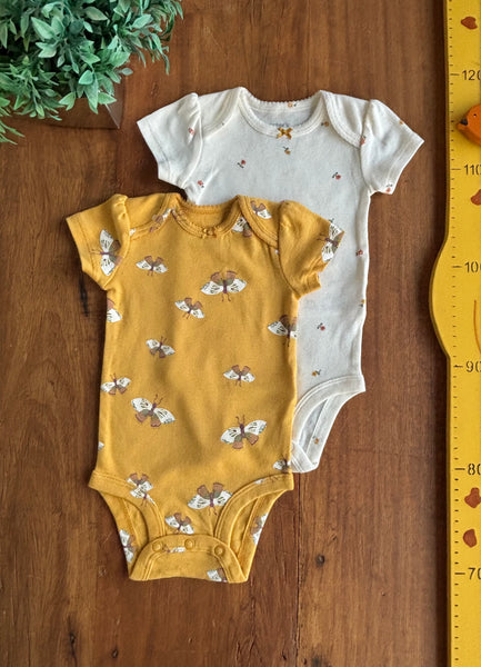 Conjunto Body Carter’s Bebê Borboletas Novos TAM 3 Meses