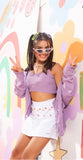 Top Cropped Tricot Canelado Lilás Perfumaria TAM 14  Anos