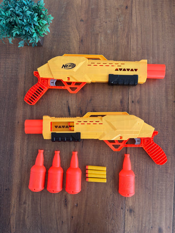 2 Lançadores Nerf AlphaStrike Original Tiger com Target DB-2 Original com 8 Dardos TAM 67 X 38 cm