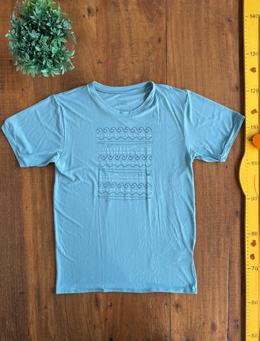 Camiseta Track & Field Azul Dry Fit Nova TAM 12 Anos