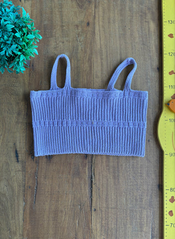 Top Cropped Tricot Canelado Lilás Perfumaria TAM 14  Anos