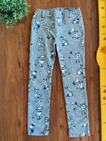 Calça Veludo Azul Bolas Gliter Animais H&M TAM 6/7 Anos