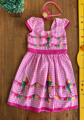 Vestido Festa Junina Caipira luxo Infantil Borboletinha Kids TAM 10 Anos