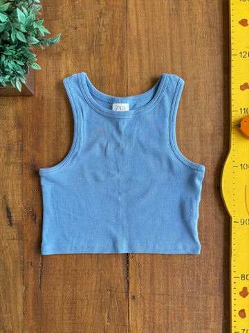 Regata Cropped Infatil Zara com Nervuras Azul TAM 8 - 9 Anos