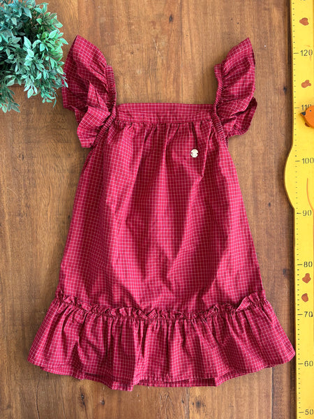 Vestido Infantil Meninas Vinho 100% Algodao Mundi TAM 6 Anos
