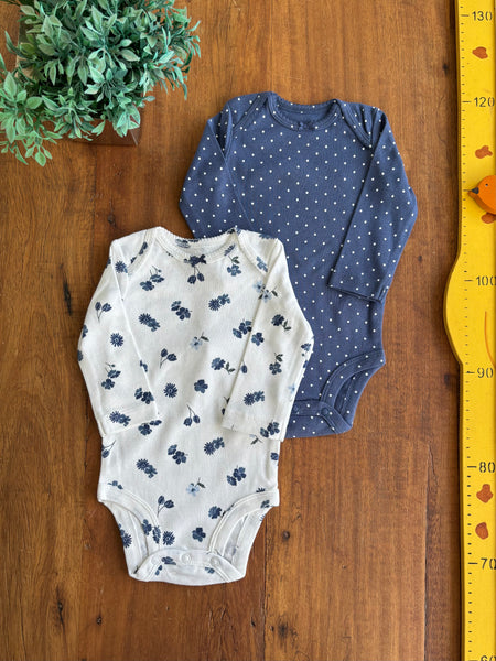 Conjunto Body Carter’s Bebê Poá Flores Novo TAM 3 Meses