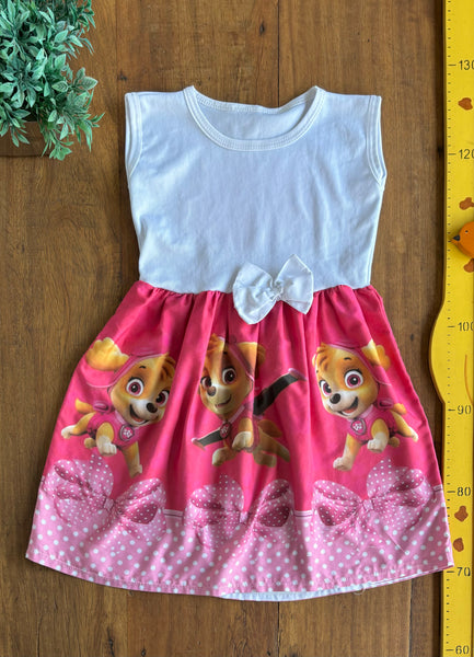 Vestido Patrulha Canina Sky Rosa TAM 6 Anos