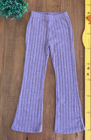 Calça Flare de Malha Canelada Lilas TAM 9 Anos
