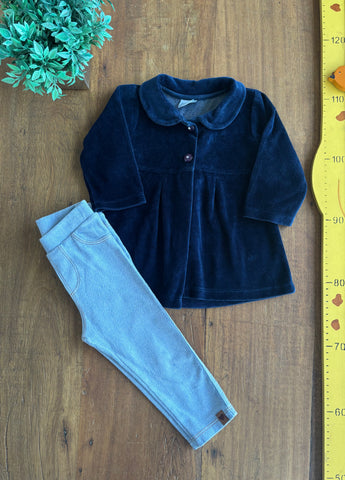 Conjunto Casaco Plush e Legging Malha Baby Fashion TAM 12 a 18 Anos