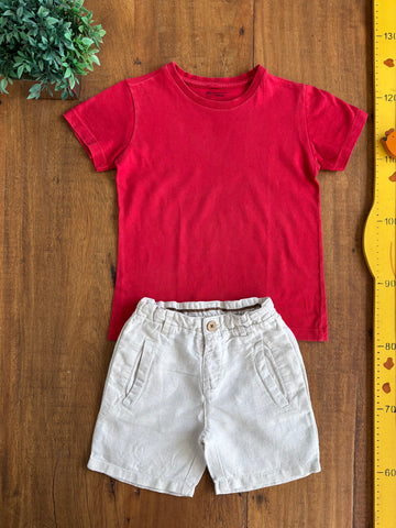 Conjunto Camiseta e Bermuda Linho Zara TAM 4 Anos