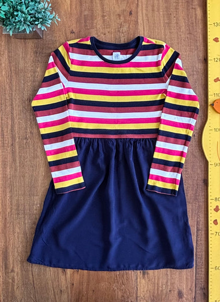 Vestido Infantil GAP Manga Longa Listrado TAM 8 Anos
