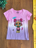 Camiseta Rosa Lol Gliter TAM 7-8 Anos