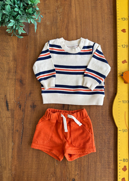 Conjunto Moletom e Bermuda Laranja Carter's TAM Recem-Nascido