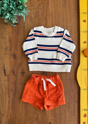 Conjunto Moletom e Bermuda Laranja Carter's TAM Recem-Nascido