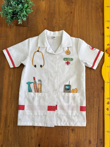 Jaleco Infantil Doutora - Medica Fecho Velcro TAM 6- 8 Anos