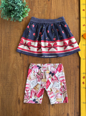 Kit Short Saia Momi e Shorts Pituchinhos TAM 4 Anos