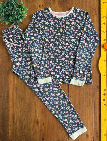 Pijama Infantil Azul Flores Acessories TAM 11 -12 Anos