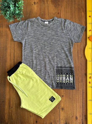 Conjunto Infantil Elian Cinza e Amarelo TAM 12 Anos